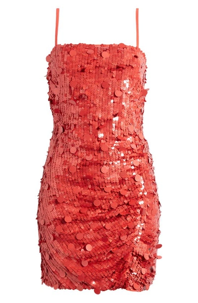 Shop Asos Design Sequin Cami Minidress In Red