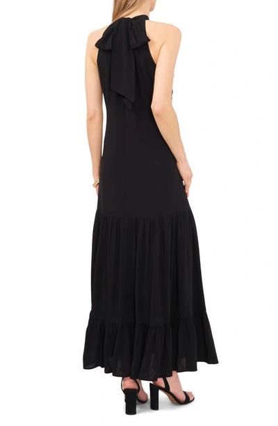 Shop Vince Camuto Oscar Bow Back Tiered Maxi Dress In Rich Black