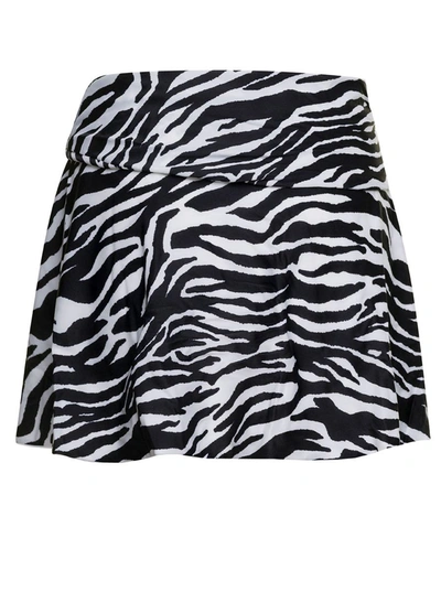 Shop Attico Skirt With All-over Zebra Print In Black And White Technical Fabric Woman In White/black