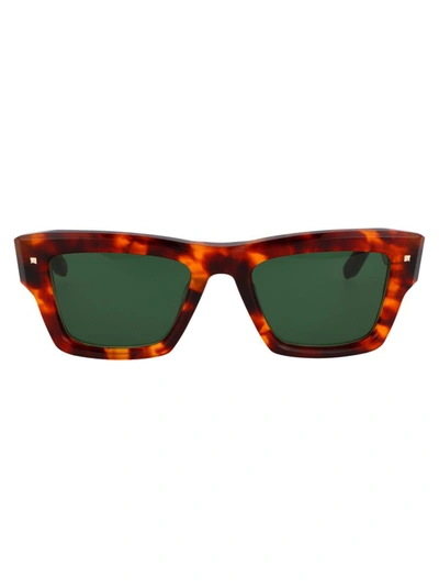 Shop Valentino Garavani Sunglasses In Honey Tortoise W/dark Green