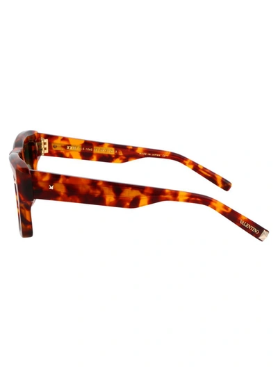 Shop Valentino Garavani Sunglasses In Honey Tortoise W/dark Green