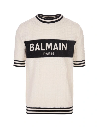 Shop Balmain T-shirt In Cotton Terry In White