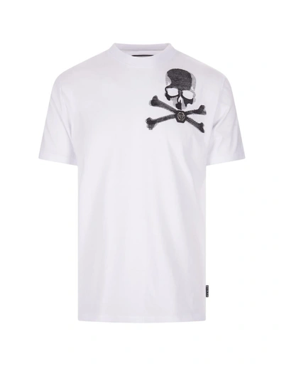 Shop Philipp Plein Skull&bones T-shirt In In White
