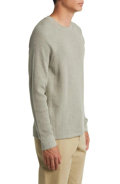 Shop Vince Mouline Thermal Knit Pima Cotton Top In Sage/ Off White