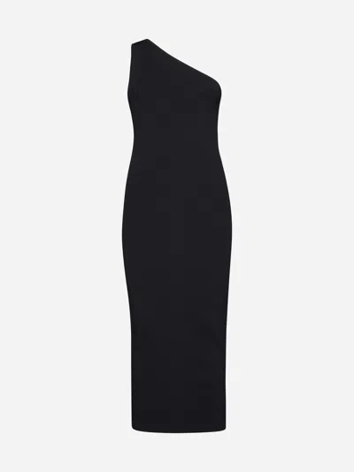 Shop Totême One-shoulder Knit Long Dress In Black