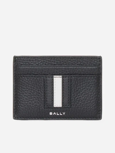 Shop Bally Logo Leather Card Holder In Black