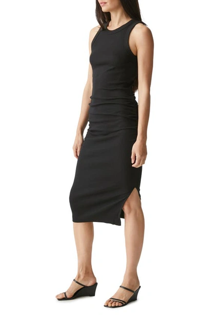 Shop Michael Stars Wren Side Slit Sleeveless Body-con Midi Dress In Black