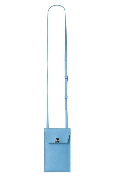 Shop Akris Anouk Leather Crossbody Phone Pouch In Sky