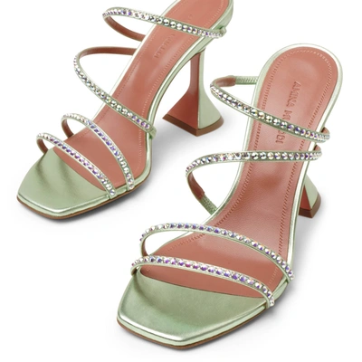 Shop Amina Muaddi Naima 95 Mint Crystal Sandals