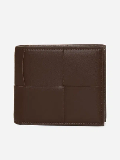 Shop Bottega Veneta Cassette Leather Billfold Wallet In Brown