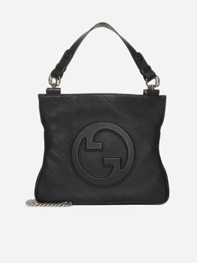 Shop Gucci Blondie Small Leather Tote Bag In Black