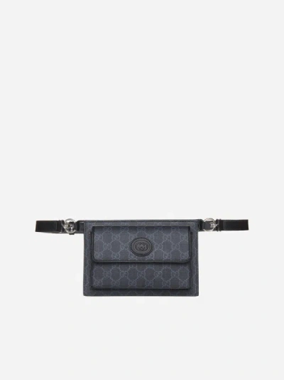 Shop Gucci Gg Supreme Canvas And Leather Belt Bag In Black