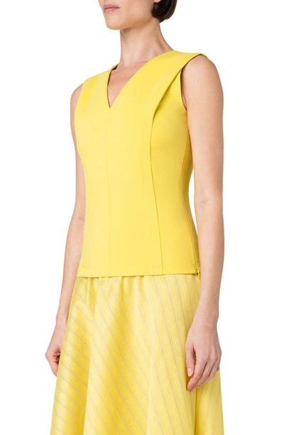 Shop Akris Punto Double V-neck Stretch Jersey Top In Canary