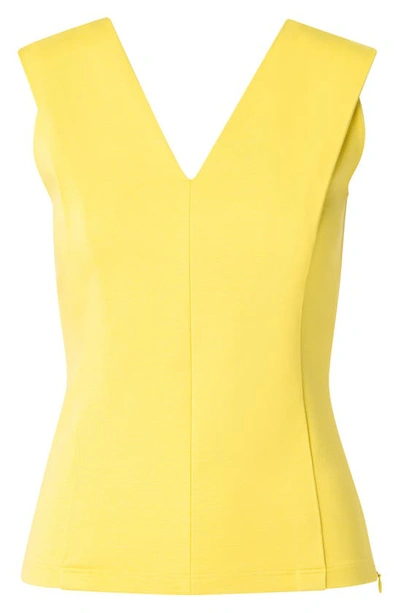 Shop Akris Punto Double V-neck Stretch Jersey Top In Canary