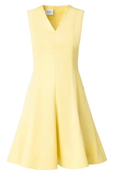 Shop Akris Punto Sleeveless Stretch Cotton Fit & Flare Dress In Canary