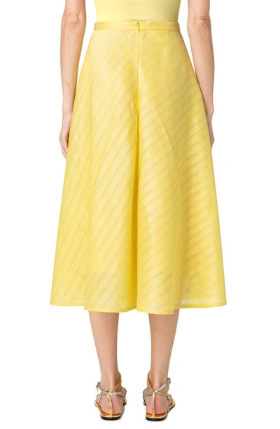 Shop Akris Punto Stripe Jacquard Linen & Silk Skirt In Canary