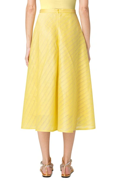 Akris Punto Stripe Jacquard Linen & Silk Skirt In Canary