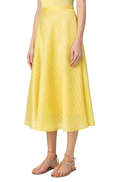 Shop Akris Punto Stripe Jacquard Linen & Silk Skirt In Canary