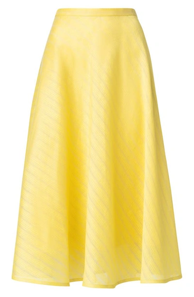Shop Akris Punto Stripe Jacquard Linen & Silk Skirt In Canary