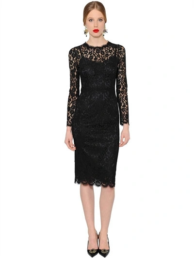 Shop Dolce & Gabbana Cordonetto Lace Pencil Dress In Black