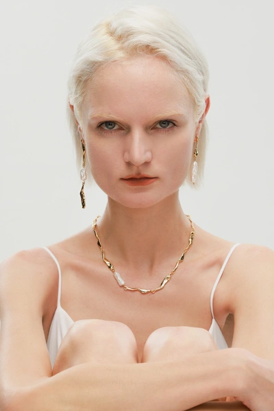 Shop Classicharms Molten Baroque Pearl Necklace In Gold