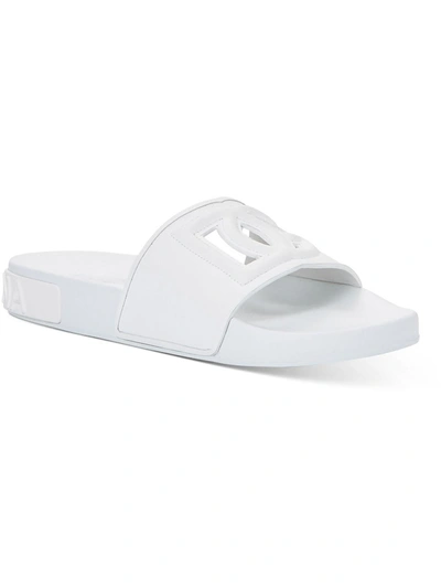 Shop Dolce & Gabbana Womens Flat Slip On Pool Slides In White