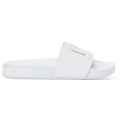 Shop Dolce & Gabbana Womens Flat Slip On Pool Slides In White