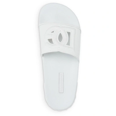 Shop Dolce & Gabbana Womens Flat Slip On Pool Slides In White