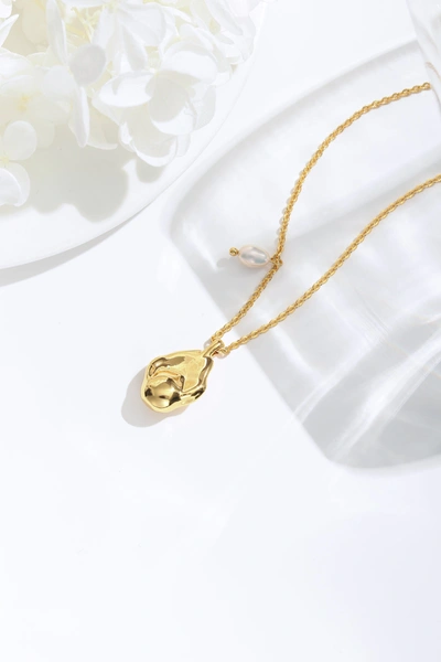 Shop Classicharms Gold Baroque Pendant And Pearl Necklace In Silver