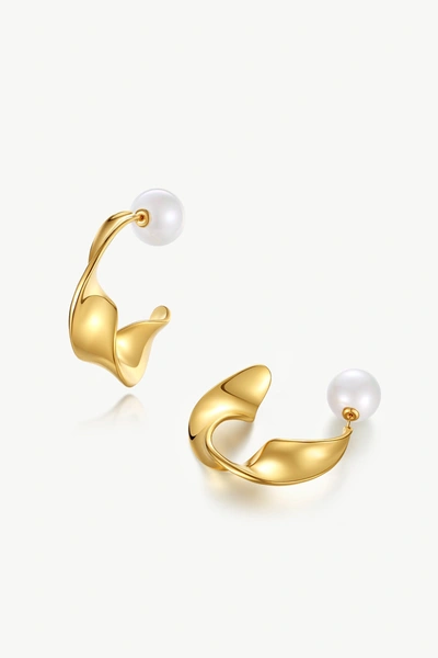 Shop Classicharms Golden Chunky Wave Hoop Earrings In Silver
