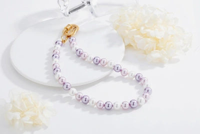 Shop Classicharms Purple Shell Pearl Necklace With Gem-encrusted Carabiner Lock
