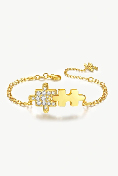 Shop Classicharms Gold Jigsaw Puzzle Bracelet In Silver