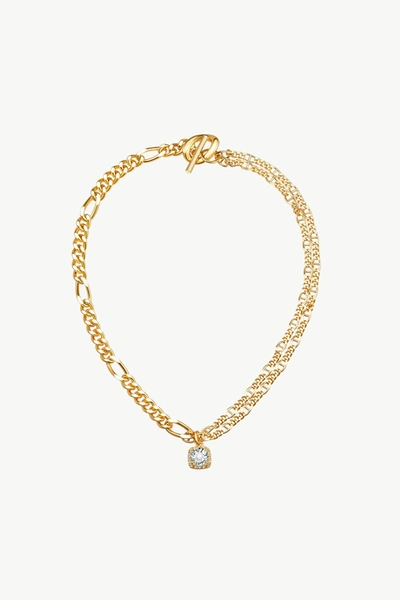 Shop Classicharms Golden Double Layered Solitaire Zirconia Pendant Necklace