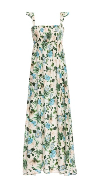 Shop Agua Bendita Leandra Aine Floral Maxi Dress In Ivory In Multi