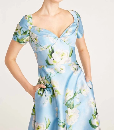 Shop Theia Anisa Mikado Tea Length Dress In Chantilly Rose In Multi