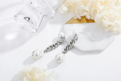 Shop Classicharms Silver Chain Baroque Pearl Drop Earrings