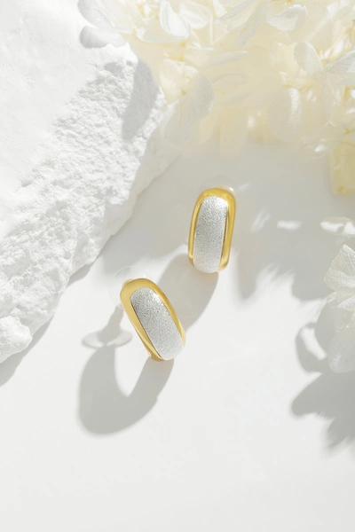 Shop Classicharms Frosted And Matted Texture Two Tone Hoop Earrings In Silver