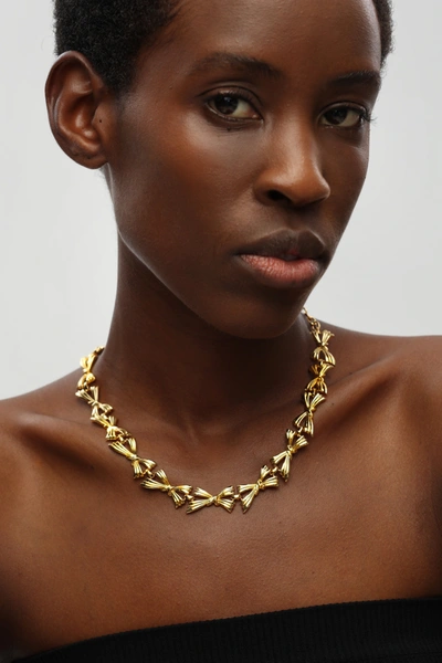 Classicharms Gold Butterfly Bow Designed Choker Necklace In Gold