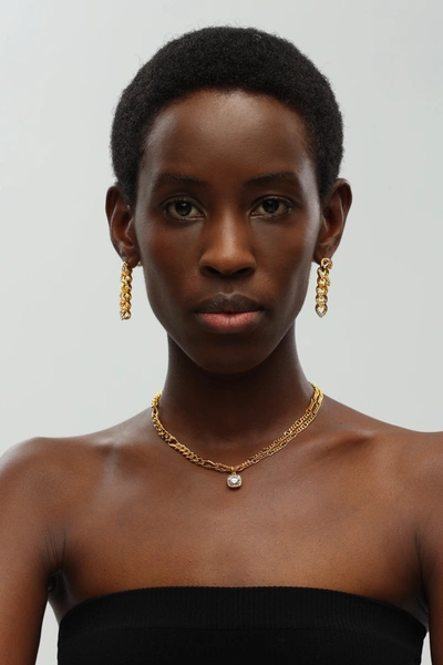 Classicharms Statement Glittering Necklace And Earrings Set In Gold