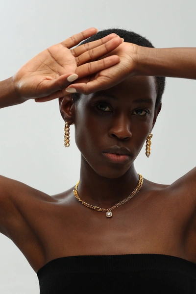 Classicharms Statement Glittering Necklace And Earrings Set In Gold
