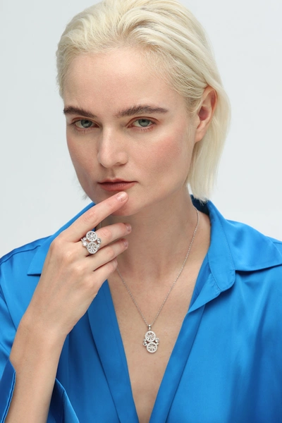 Shop Classicharms Wheel Of Fortune Necklace And Ring Set In Silver