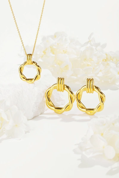 Classicharms Eléa Twisted Hoop Pendant Necklace And Earrings Set In Gold