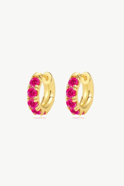 Shop Classicharms Daniela Gold Huggie Hoop Fuchsia Pink Zirconia Earrings