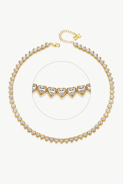 Shop Classicharms Gold Sparkling Heart Shaped Zirconia Tennis Necklace