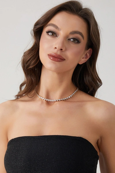 Classicharms Heart Shaped Zirconia Tennis Choker Necklace In Gold