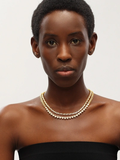 Classicharms Heart Shaped Zirconia Tennis Choker Necklace In Gold