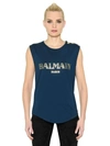 BALMAIN 层压LOGO棉织T恤, EMERAUDE,64IL5Z017-QzM4MDI1