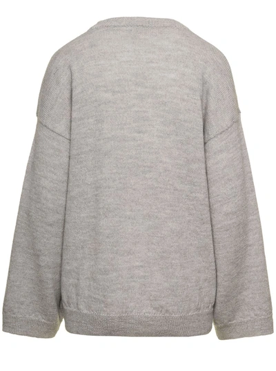 Shop Totême Grey Monochrome Sweater With Side Embroidered Logo In Wool Blend Woman In Beige