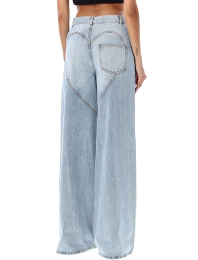 Shop Area Wide Leg Crystal Slot Jeans In Light Blue