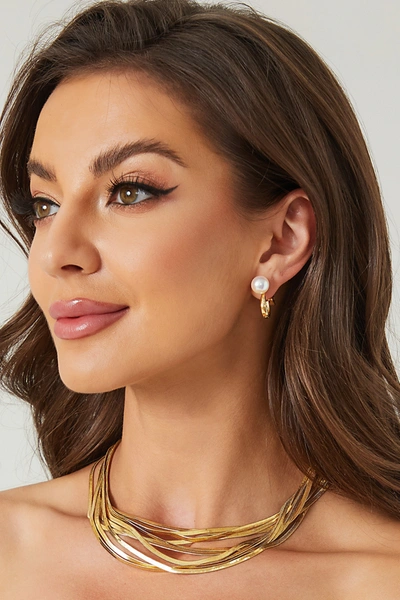 Shop Classicharms Gold Pearl Zirconia Multi-wear Earrings